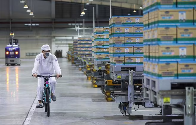 Họat động sản xuất của nhà máy do máy móc thực hiện với trình độ tự động hoá cao, con người chủ yếu đóng vai trò vận hành hệ thống điều khiển và kiểm tra giám sát Họat động sản xuất của nhà máy do máy móc thực hiện với trình độ tự động hoá cao, con người chủ yếu đóng vai trò vận hành hệ thống điều khiển và kiểm tra giám sát