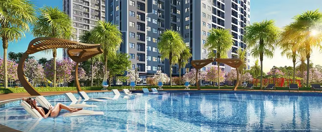Hồ bơi Tropical Palm rộng hơn 1.000 m2 ở phân khu The Miami mang tới cảm giác thảnh thơi, thư thái, thích thú cho cư dân Hồ bơi Tropical Palm rộng hơn 1.000 m2 ở phân khu The Miami mang tới cảm giác thảnh thơi, thư thái, thích thú cho cư dân