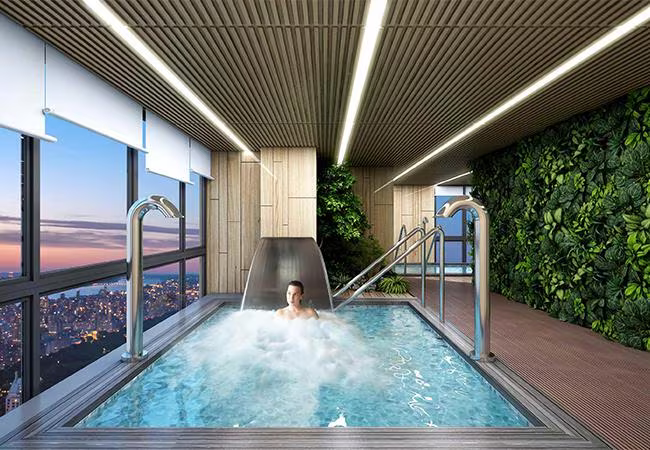 Hồ Jacuzzi Spa bốn mùa đem lại cảm giác thư giãn với tầm nhìn sang chảnh hứa hẹn đem đến trải nghiệm độc nhất vô nhị cho cư dân