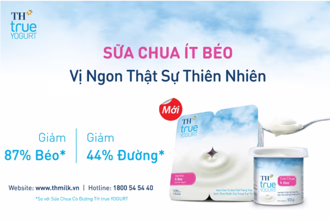 Sữa Chua Ít Béo TH true YOGURT đã giảm 87% chất béo và hơn 44% lượng đường bổ sung. Sữa Chua Ít Béo TH true YOGURT đã giảm 87% chất béo và hơn 44% lượng đường bổ sung.