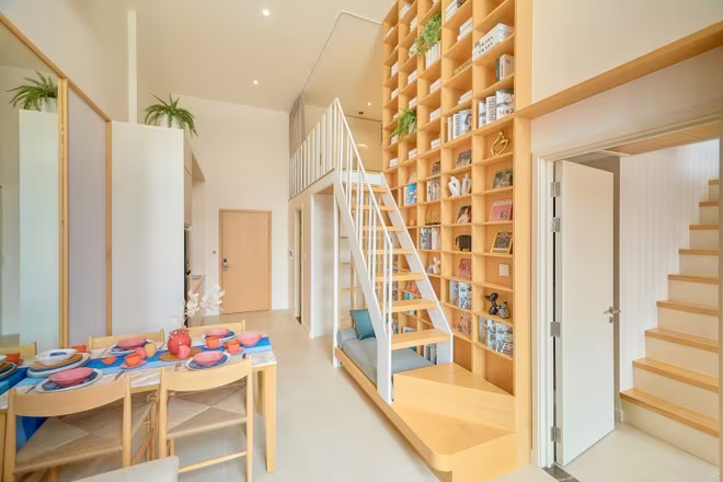 Bên trong một căn hộ mẫu 55m2 của dự án. Ảnh Ánh Dương Bên trong một căn hộ mẫu 55m2 của dự án. Ảnh Ánh Dương