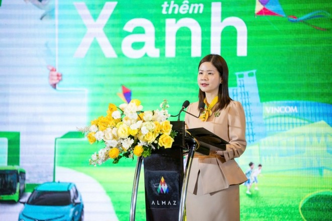 TS. Lê Thái Hà - Giám đốc điều hành Quỹ Vì tương lai xanh phát biểu mở màn Lễ phát động chiến dịch