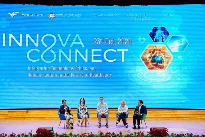 Hội thảo InnovaConnect diễn ra tại Trường Đại học Y dược Cần Thơ đánh dấu lần đầu tiên sáng kiến kết nối khoa học này được triển khai tại khu vực Đồng bằng sông Cửu Long. Ảnh: VFP.