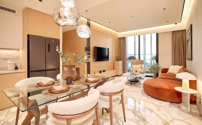 Căn hộ góc Sun Feliza Suites sở hữu không gian rộng rãi phù hợp cho gia đình đa thế hệ. Ảnh: Ánh Dương