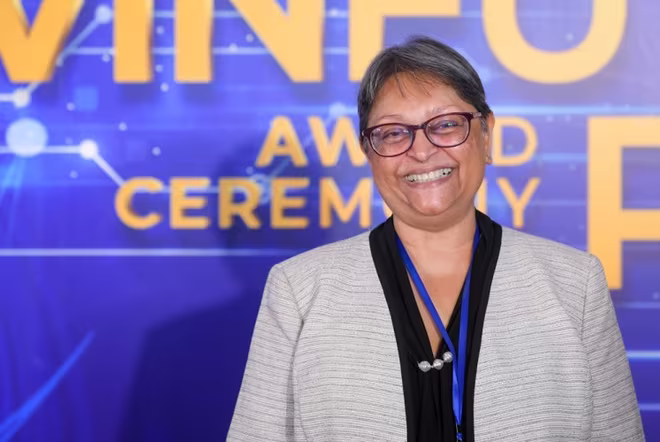 GS. Quarraisha Abdool Karim - Chủ nhân Giải Đặc biệt VinFuture 2021, thành viên Hội đồng sơ khảo Giải thưởng VinFuture – sẽ điều phối phiên thảo luận về những tiến bộ trong phát hiện, chẩn đoán và điều trị bệnh. Ảnh: VFP.