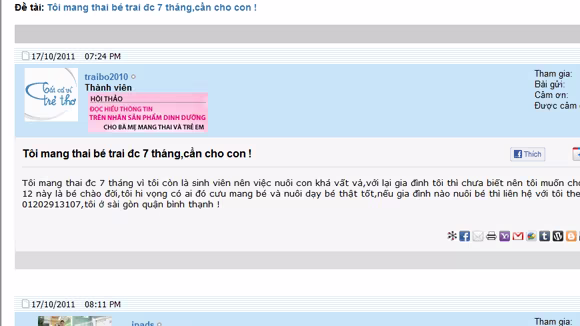 Thông tin được đăng trên diễn đàn
