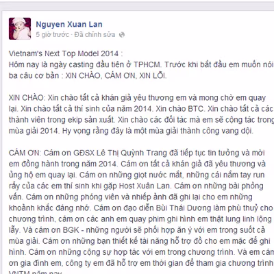 Xuân Lan nói lời "Xin lỗi" khi bị "ném đá" vì trở lại Next top model ảnh 1 Xuân Lan nói lời "Xin lỗi" khi bị "ném đá" vì trở lại Next top model ảnh 1