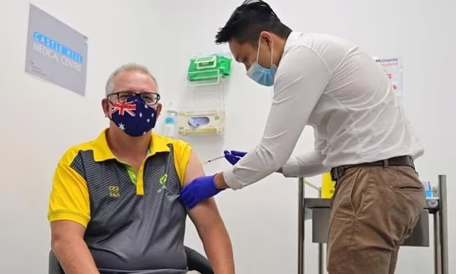 Thủ tướng Australia Scott Morrison được tiêm vaccine phòng Covid-19 tại Sydney ngày 21-2 Thủ tướng Australia Scott Morrison được tiêm vaccine phòng Covid-19 tại Sydney ngày 21-2
