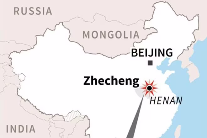 Vị trí xảy ra hỏa hoạn tại tỉnh Hà Nam, Trung Quốc vào sáng nay 25-6-2021 Vị trí xảy ra hỏa hoạn tại tỉnh Hà Nam, Trung Quốc vào sáng nay 25-6-2021