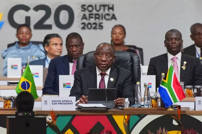Tổng thống Nam Phi Cyril Ramaphosa tại hội nghị