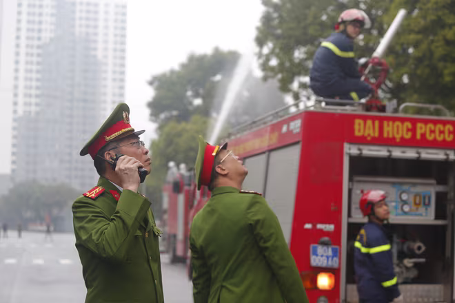 Buổi diễn tập nhằm huy động các lực lượng tham gia hiệp đồng chữa cháy, đảm bảo an toàn về người và tài sản cho bà con nhân dân