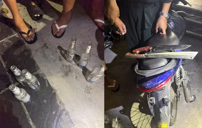 Các đối tượng khai nhận, mang theo dao và vỏ chai thủy tinh để &quot;phòng thân&quot;