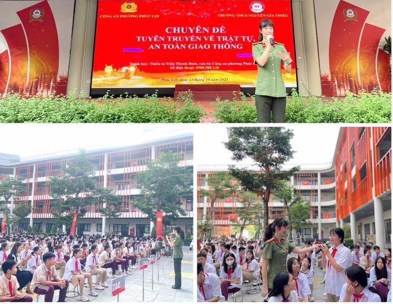 Cán bộ CAP Phúc Lợi giao lưu, hướng dẫn học sinh kỹ năng tham gia giao thông an toàn Cán bộ CAP Phúc Lợi giao lưu, hướng dẫn học sinh kỹ năng tham gia giao thông an toàn